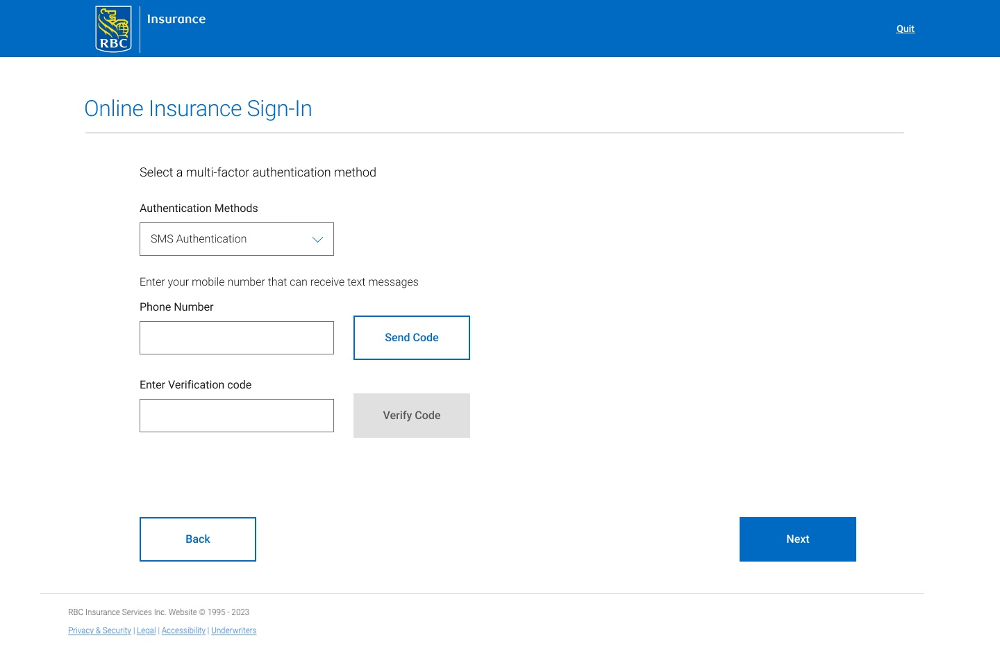Authentication method — SMS verification