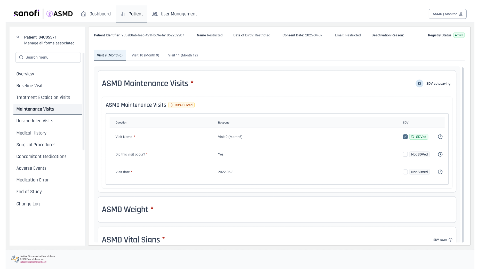 Partial review in progress at 33% — the incomplete state is marked rather than left to be inferred from unchecked boxes, and autosave keeps per-field verification durable mid-pass