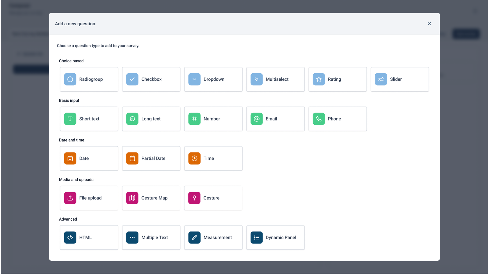 Add-new-question — reduced clicks, clearer types